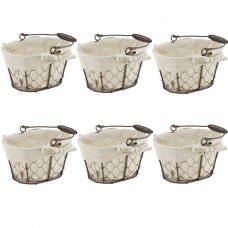 Set 6 cosuri servire paine ovale RAKI, 24,5x20x14cm, cu maner, din metal si panza