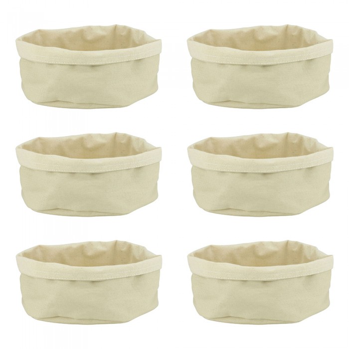 Set 6 cosuri textile ovale pentru paine/fructe CULINARO, 20x15xh10cm, crem