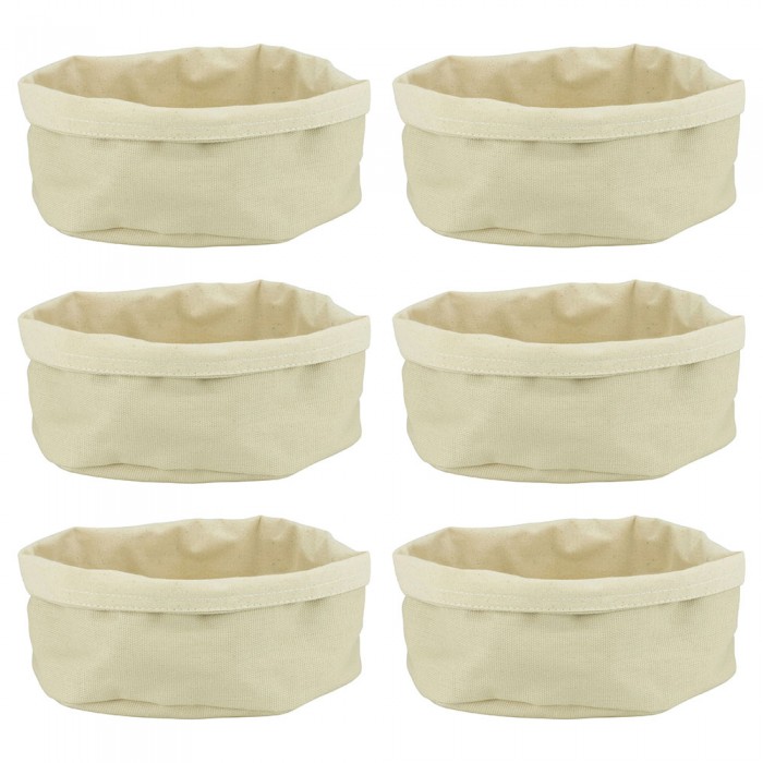 Set 6 cosuri textile ovale pentru paine/fructe CULINARO, 25x18xh12cm, crem