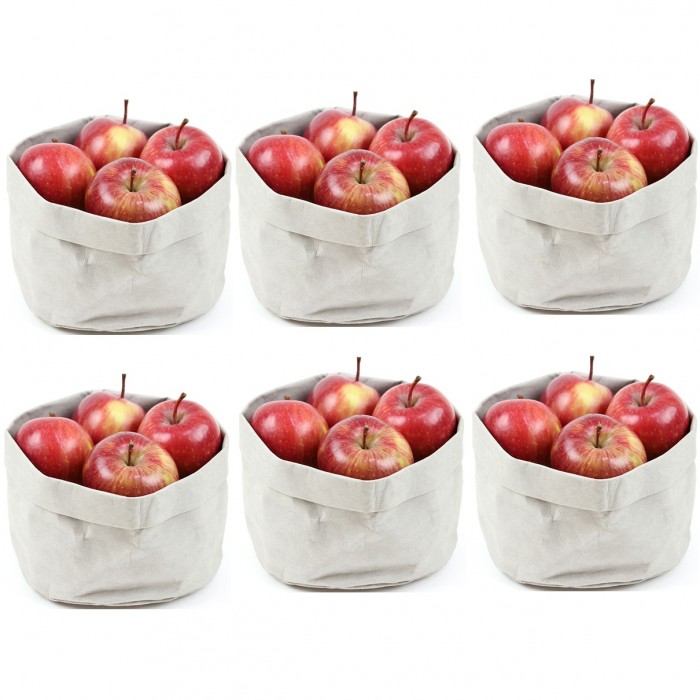 Set 6 cosuri textile paine/fructe RAKI, D17,5xh15cm, albe