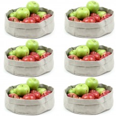 Set 6 cosuri textile paine/fructe RAKI, D26,5xh12cm, albe