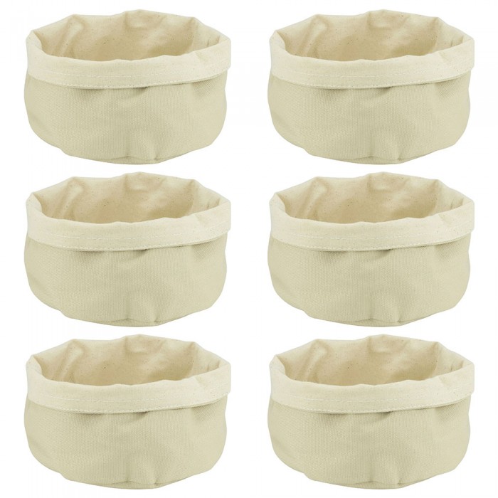 Set 6 cosuri textile rotunde pentru paine/fructe CULINARO, D20xh12cm, crem