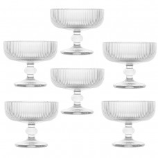 Set 6 cupe/pahare cu picior pentru desert Raki Bloom, 280ml, D12xh10cm, sticla, transparente