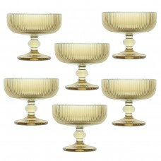Set 6 cupe/pahare cu picior pentru desert Raki Bloom Yellow, 280ml, D12xh10cm, sticla, galben/transparent