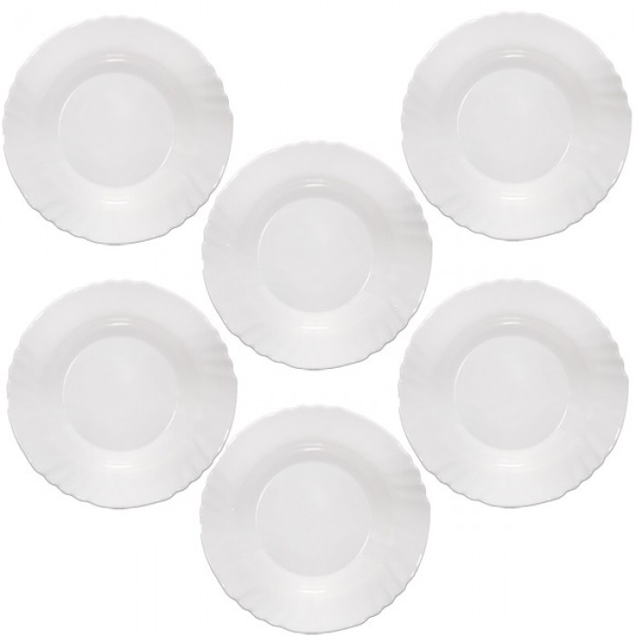 Set 6 farfurii intinse BORMIOLI EBRO, sticla opal, D25,5xh2cm