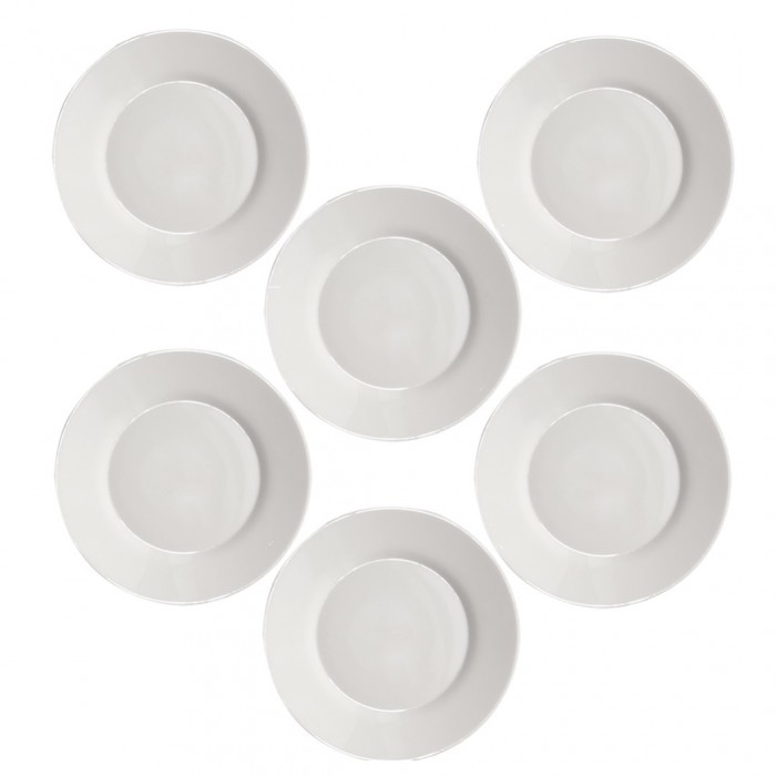 Set 6 farfurii intinse BORMIOLI TOLEDO, sticla opal, D25xh2,2cm