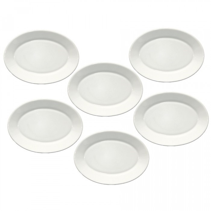 Set 6 farfurii ovale BORMIOLI TOLEDO, sticla opal, 30x22xh2,1cm