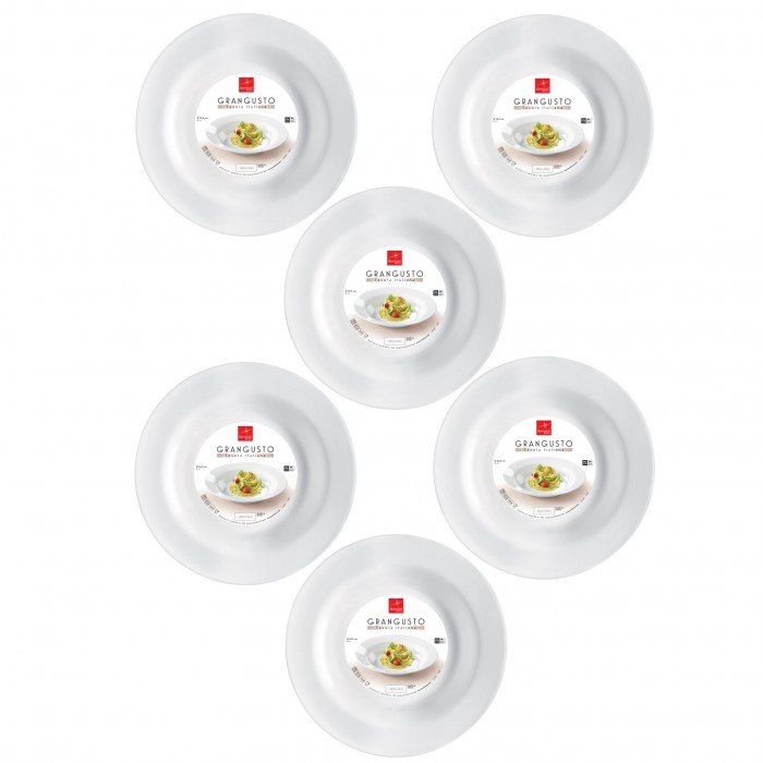 Set 6 farfurii paste BORMIOLI GRANGUSTO, sticla opal, D29,5xh4,9cm