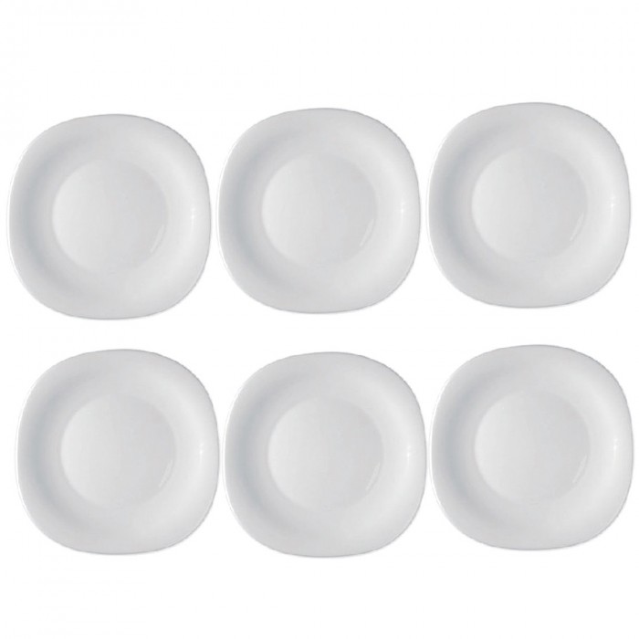 Set 6 farfurii pentru desert BORMIOLI PARMA, sticla opal, 20x20xh1,9cm