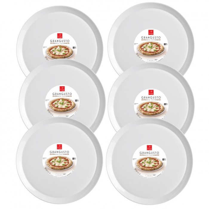 Set 6 farfurii pizza BORMIOLI GRANGUSTO, sticla opal, D33,5xh1,8cm