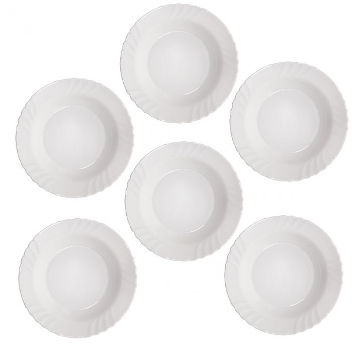 Set 6 farfurii supa BORMIOLI EBRO, sticla opal, D23,5xh3,7cm