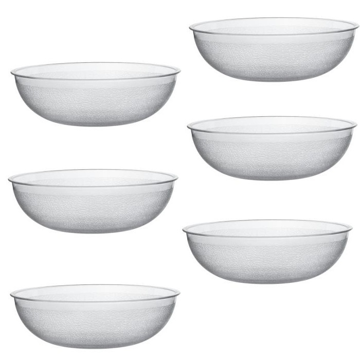 Set 6 frapiere tip bol din policarbonat texturat RAKI, D32xh9,6cm, 5l, transparent/mat