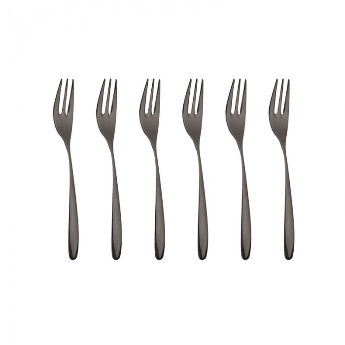 Set 6 furculite desert INOXRIV NOVECENTO TITANIUM, otel inoxidabil 18/10, L15,3cm, grosime 3,5mm, finisaj lucios