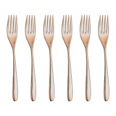 Set 6 furculite fel principal INOXRIV NOVECENTO PINK GOLD, otel inoxidabil 18/10, L20,5cm, grosime 3,5mm, finisaj lucios