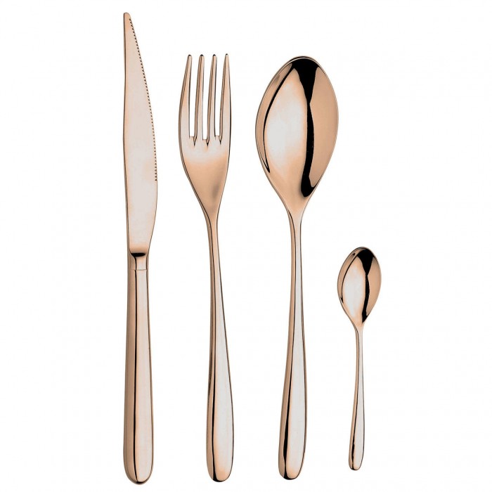 Set 6 furculite fel principal INOXRIV NOVECENTO PINK GOLD, otel inoxidabil 18/10, L20,5cm, grosime 3,5mm, finisaj lucios