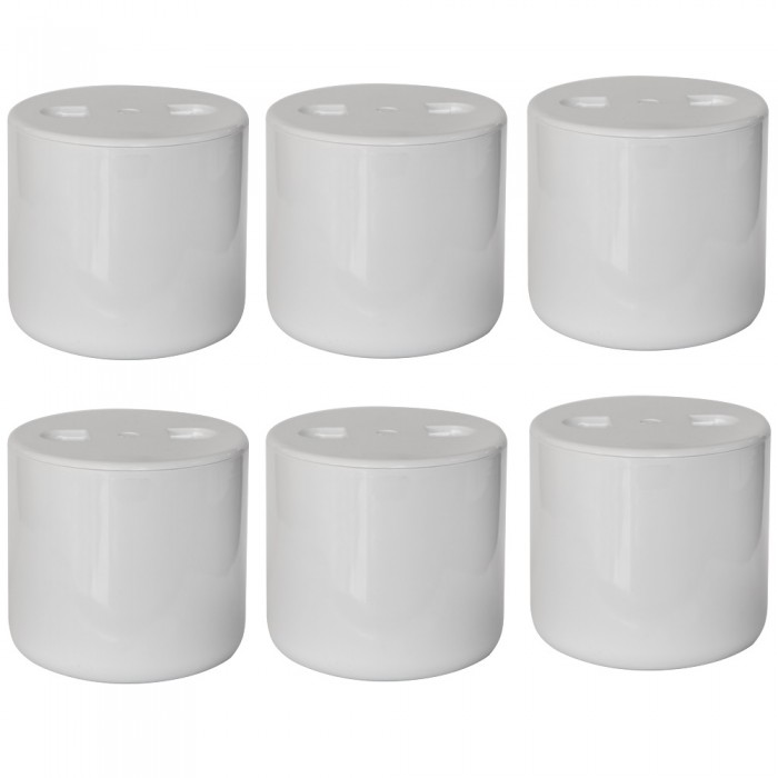 Set 6 ghetiere cu capac si pereti dubli RAKI, 0,7l, din acril, albe