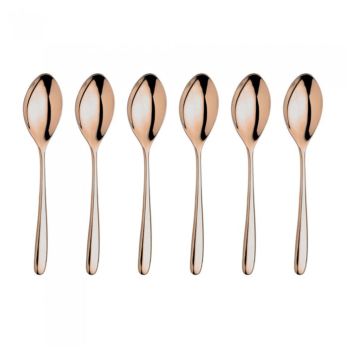 Set 6 lingurite desert INOXRIV NOVECENTO PINK GOLD, otel inoxidabil 18/10, L15,5cm, grosime 3,5mm, finisaj lucios