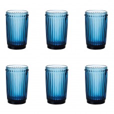 Set 6 pahare bauturi racoritoare RAKI OLD SCHOOL BLUE, sticla, D8xh12,5cm, 360ml, albastre