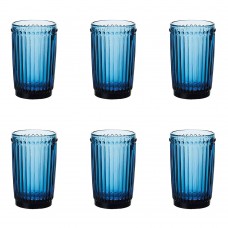 Set 6 pahare bauturi racoritoare RAKI OLD SCHOOL BLUE, sticla, D8xh12,5cm, 360ml, albastre