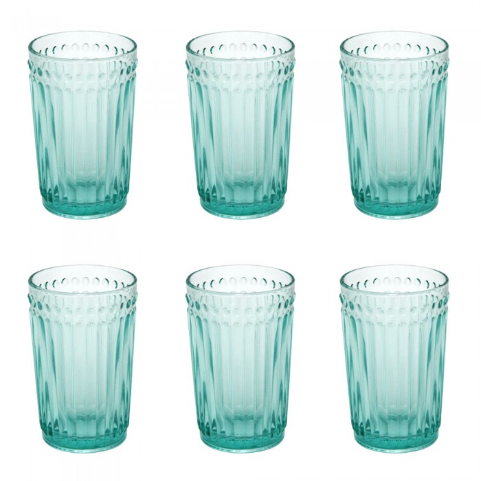Set 6 pahare bauturi racoritoare RAKI OLD SCHOOL VINTAGE GREEN, din sticla, D8xh12,5cm, 350ml, verde