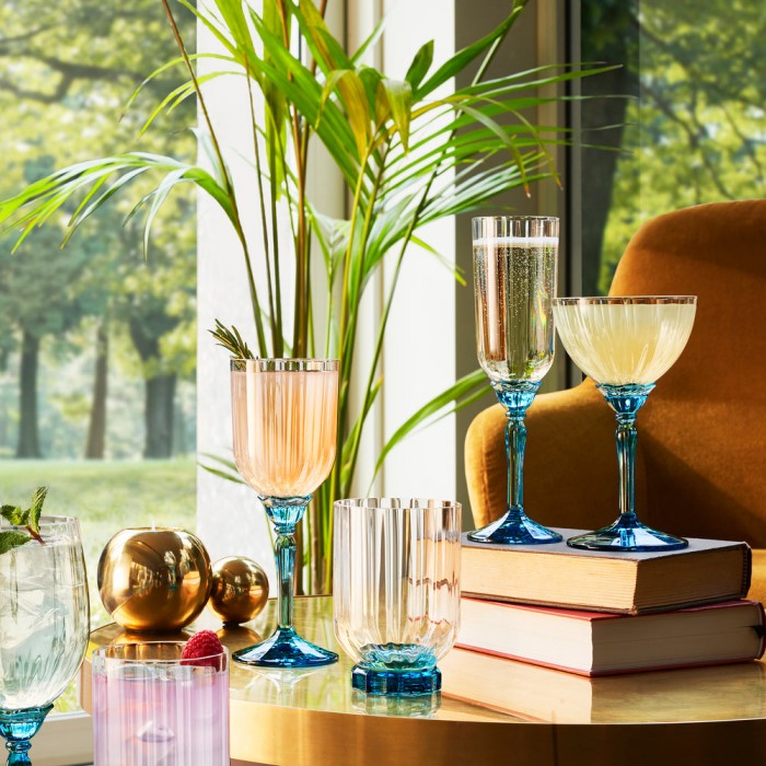 Set 6 pahare cocktail BORMIOLI ROCCO FLORIAN BLUE, 245ml, D7,2xh19,7cm