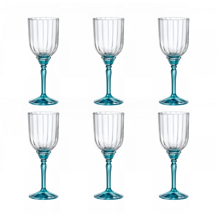 Set 6 pahare cocktail BORMIOLI ROCCO FLORIAN BLUE, 245ml, D7,2xh19,7cm