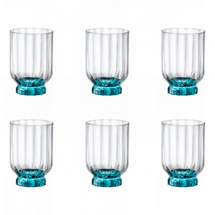 Set 6 pahare D.O.F, BORMIOLI ROCCO FLORIAN BLUE, 375ml, D7,8xh11,3cm