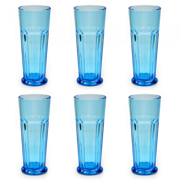 Set 6 pahare din sticla RAKI, 450ml, pentru cocktail, albastru