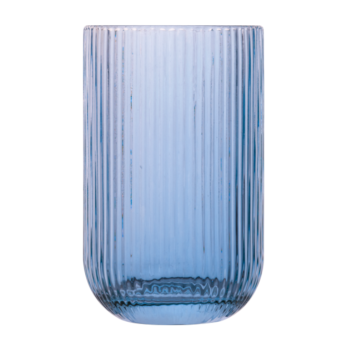 Set 6 pahare inalte long drink universale Raki Bloom Blue, 410ml, D8xh13cm, sticla, albastru/transparent