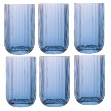 Set 6 pahare inalte long drink universale Raki Bloom Blue, 410ml, D8xh13cm, sticla, albastru/transparent