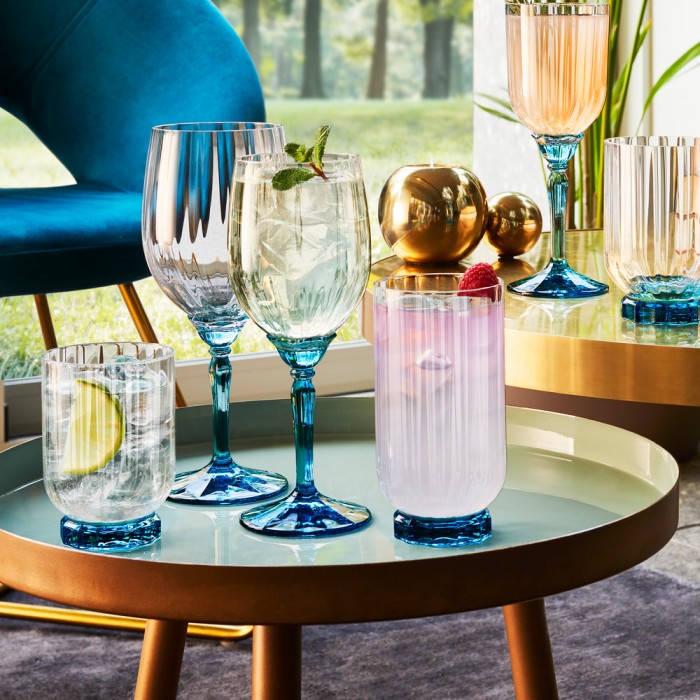 Set 6 pahare long drink, BORMIOLI ROCCO FLORIAN BLUE, 430ml, D7,3xh14,1cm