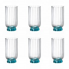 Set 6 pahare long drink, BORMIOLI ROCCO FLORIAN BLUE, 430ml, D7,3xh14,1cm