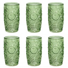 Set 6 pahare long drink RAKI ALOHA GREEN, din sticla, 400ml, pentru cocktail