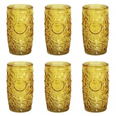 Set 6 pahare long drink RAKI ALOHA YELLOW, din sticla, 400ml, pentru cocktail