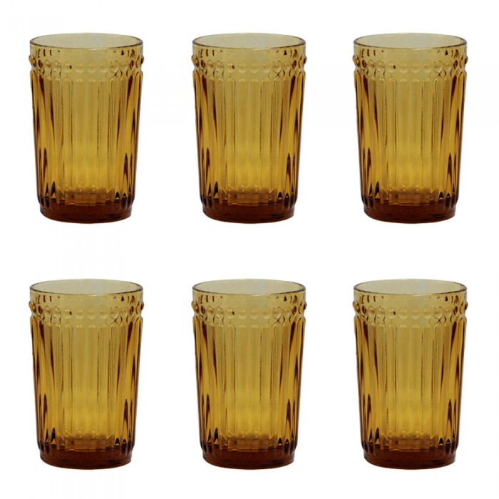 Set 6 pahare long drink RAKI OLD SCHOOL YELLOW, din sticla, D8xh12,5cm, 360ml, galben