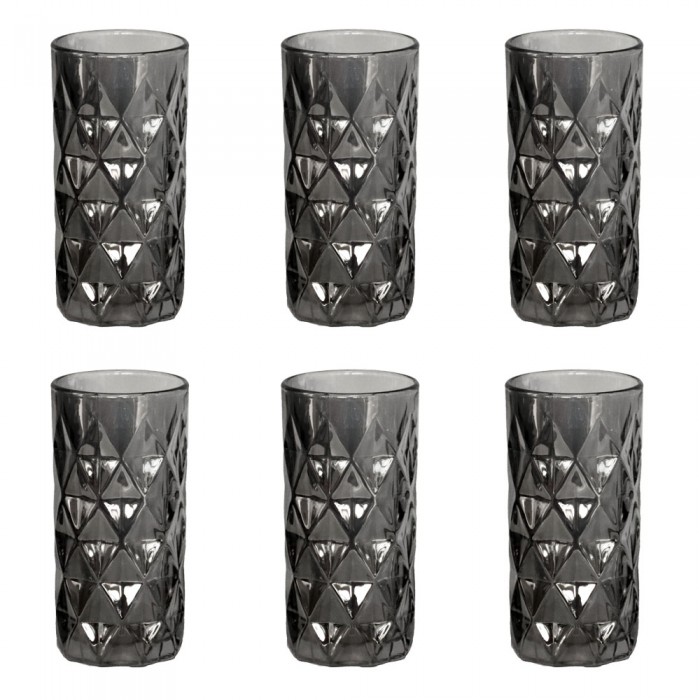 Set 6 pahare long drink RAKI WICKED, din sticla, D7,1xh14,6cm, fumurii