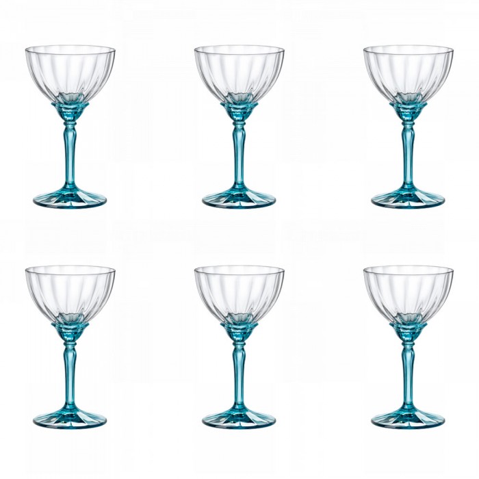 Set 6 pahare martini, sampanie, BORMIOLI ROCCO FLORIAN BLUE, 240ml, D9,7xh16,4cm