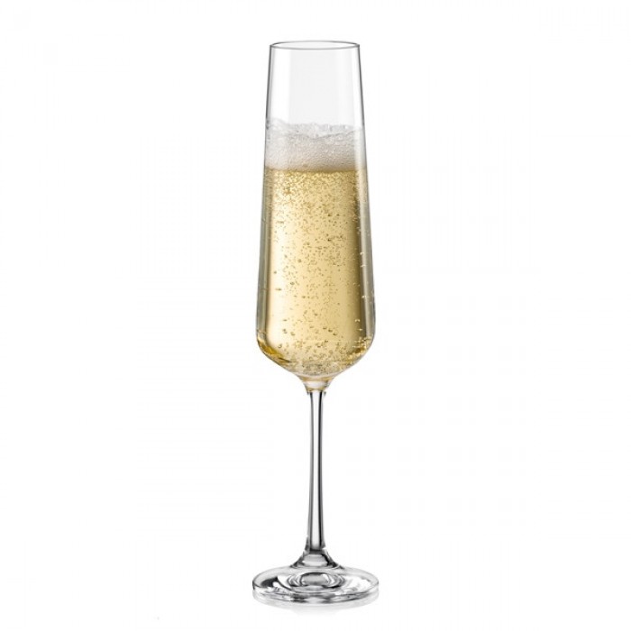 Set 6 pahare sampanie BOHEMIA CRISTAL SANDRA, 200ml, sticla