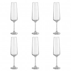Set 6 pahare sampanie BOHEMIA CRISTAL SANDRA, 200ml, sticla
