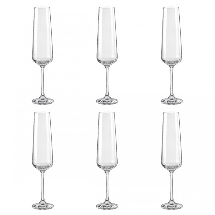 Set 6 pahare sampanie BOHEMIA CRISTAL SANDRA, 200ml, sticla
