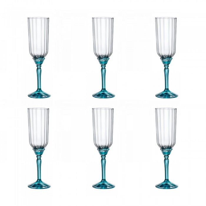 Set 6 pahare sampanie BORMIOLI ROCCO FLORIAN BLUE, 210ml, D6,5xh22cm