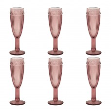 Set 6 pahare sampanie RAKI OLD SCHOOL BORDEAUX, din sticla, D6xh20cm, 190ml, bordo
