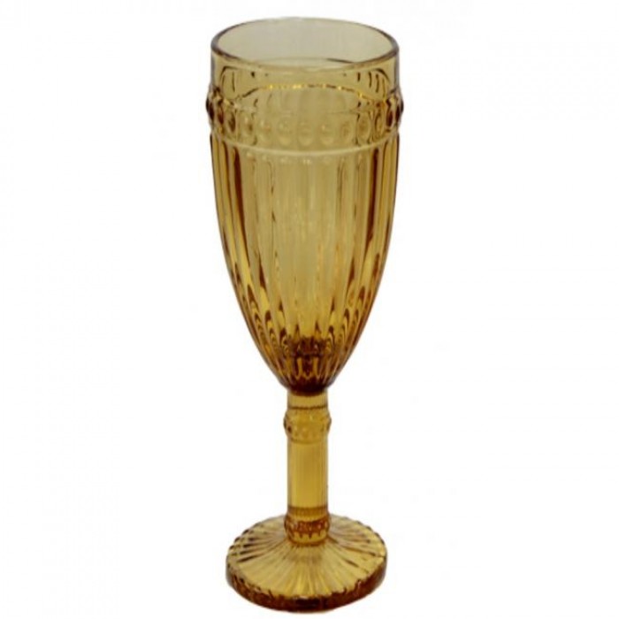 Set 6 pahare sampanie RAKI OLD SCHOOL YELLOW, din sticla, D6xh20cm, 190ml, galben