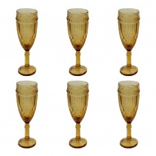 Set 6 pahare sampanie RAKI OLD SCHOOL YELLOW, din sticla, D6xh20cm, 190ml, galben