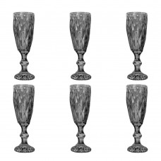 Set 6 pahare sampanie RAKI WICKED, din sticla, D6xh19,5cm, fumurii