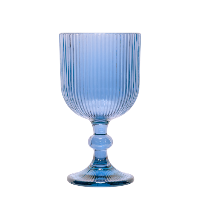 Set 6 pahare vin alb Raki Bloom Blue, 250ml, D8xh14,5cm, sticla, albastru/transparent