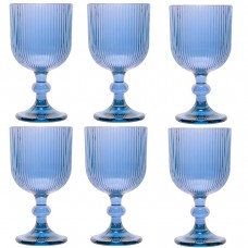 Set 6 pahare vin alb Raki Bloom Blue, 250ml, D8xh14,5cm, sticla, albastru/transparent