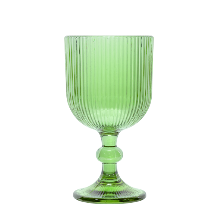 Set 6 pahare vin alb Raki Bloom Green, 250ml, D8xh14,5cm, sticla, verde/transparent