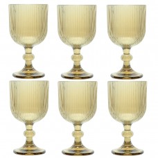 Set 6 pahare vin alb Raki Bloom Yellow, 250ml, D8xh14,5cm, sticla, galben/transparent
