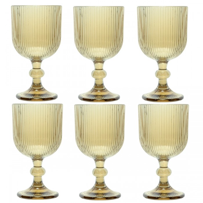 Set 6 pahare vin alb Raki Bloom Yellow, 250ml, D8xh14,5cm, sticla, galben/transparent
